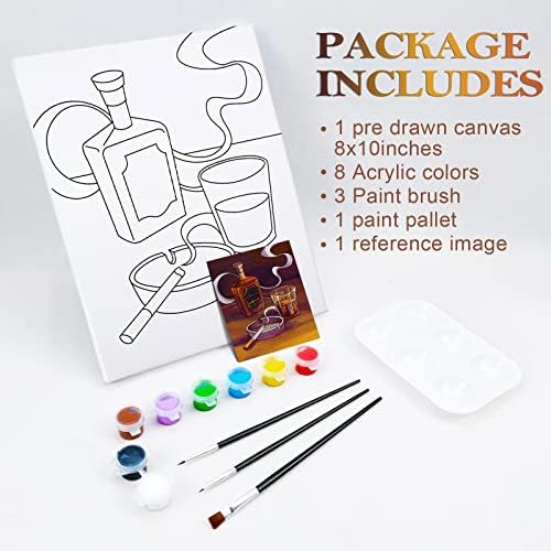 Nuberlic 8x10 Canvas Painting Kit Pre Drawn Canvas for Painting for Adults Sip and Paint Kit for Adult's Date Night Party Favor Outdoor Acitivities Supplies - Image 6