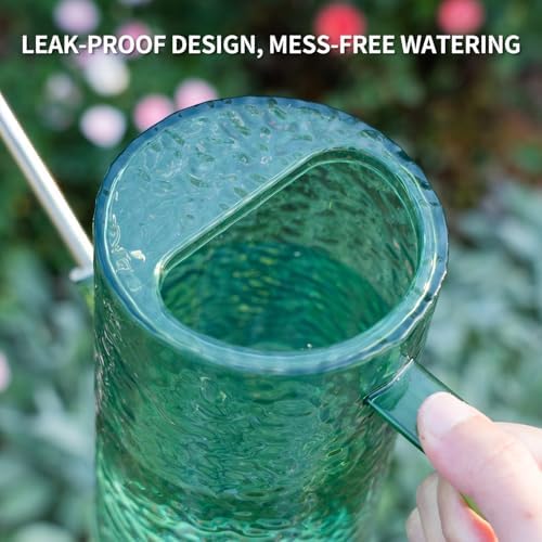 Watering Can for Indoor Plants, Water-Ripple Design Small Plastic Plant Watering Can with Long Spout and Detachable Shower Head for Houseplants, Flowers, and Succulents, 34oz, Forest Green - Image 3