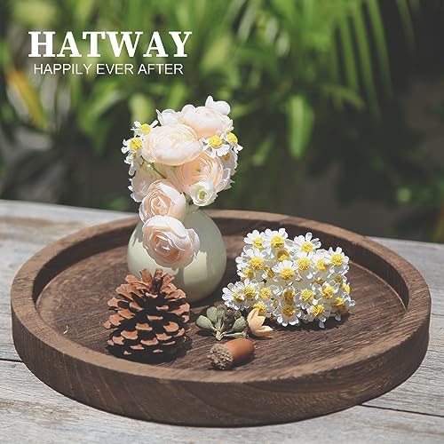 Hatway Wooden Decorative Tray Candle Holder Round Wood Tray Home Decor,Centerpieces Plates for Table centerpieces for CoffeeTable,Christmas Decor - Image 5