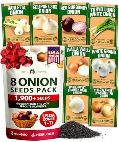 HOME GROWN 8 Onion Variety Mix 1600+ Vegetable Seeds Allium cepa by HOMEGROWN