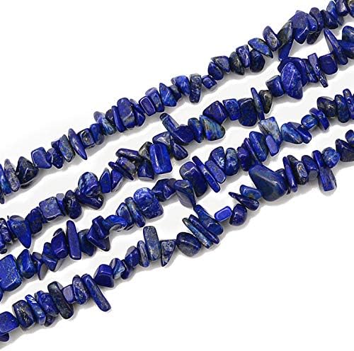 Gemstone Chips Natural Blue Lapis Lazuli 3-5mm Healing Crystals Waist Bracelets Necklace Kit Irregular Stone DIY Crafts Design Jewelry Making Approxi 32 inch