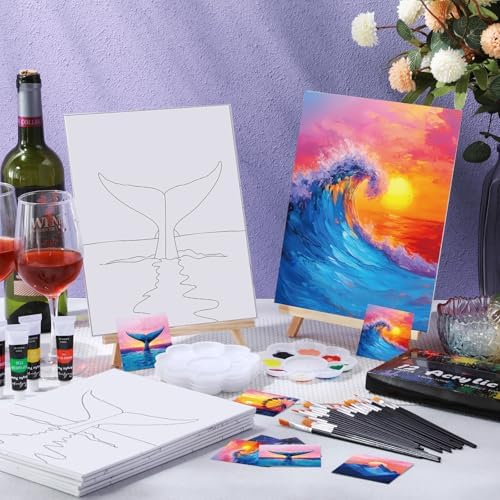 Sherr 12 Pcs Pre Drawn Canvas for Adults,Beautiful Scenery,8 x 10 Inch - Image 2