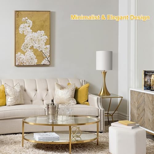 Gold Bedside Lamp Touch Control Table Lamp for Bedroom, 3-Way Dimmable Nightstand Lamp with White Shade, Modern Table Lamp for Living Room, Minimalist Desk Lamp for Dorm, Home, Office, Bulb Included - Image 6
