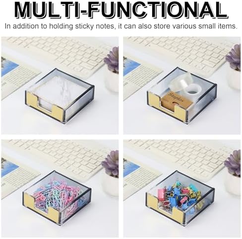 MultiBey Gradient Acrylic Sticky Note Holder Clear Post Memo Pad Dispenser - Image 5