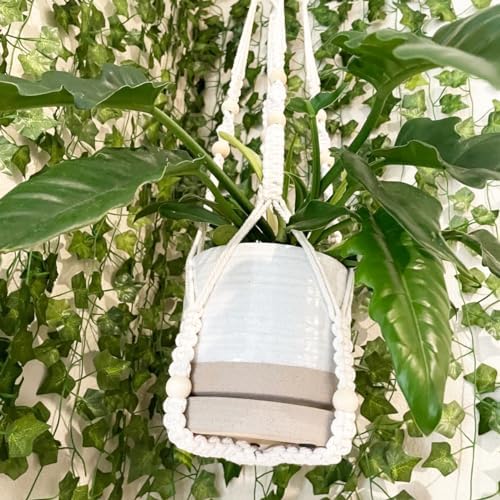 HERDUK 6 Inch Plant Pots, Ceramic Planter Pot with Drainage Hole & Saucer, Indoor/Outdoor Cylinder Round Planter Pot, White & Beige Glaze - Image 2