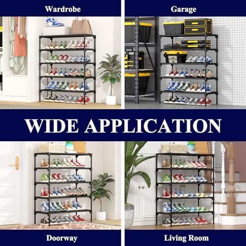 Kitsure Shoe Rack - Non-Woven Shoe Rack Shelf, Shoe Organizer for Closet, Entryway, Garage & Corridor, Stackable Shoe Shelves, 27.5" Wide - 5 Tier, Black - Image 6