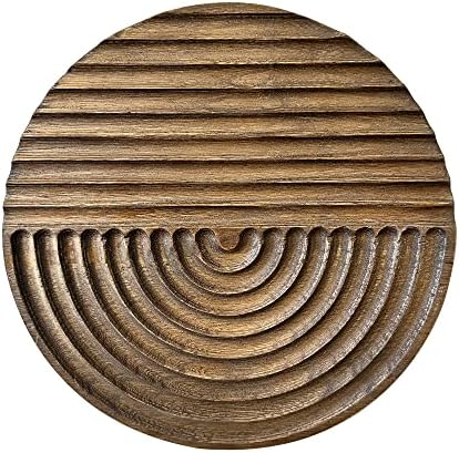 Musanpou Hand-carved Wood Wall Decor featuring Artistic Round Design for Farmhouse and Country-style Interiors | Wall Art Decoration | 11.8 inches x 11.8 inches (brown) by Musanpou
