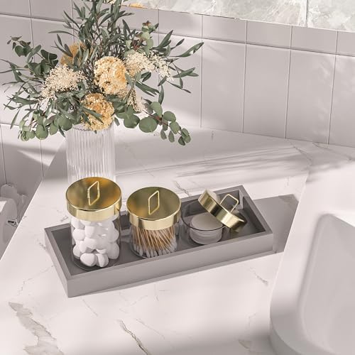 ZHWS Bathroom Vanity Tray for Toilet Tank, Perfume, Jewelry, Candle, Makeup, Decorative Tray, Kitchen Tray Counter Organizer for Soap Dispenser, Coffee Table Silver 11.3”L x 4.4”W x 1.14”H - Image 5