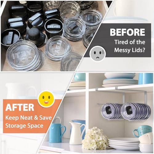 2 Pack Tumbler Lid Organizer, Versatile Tumbler Storage Holds 20 Lids Grey - Image 5