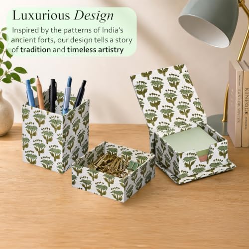 CPC Emerald Green Block Print Set of 3 Desk Organizer - Image 6