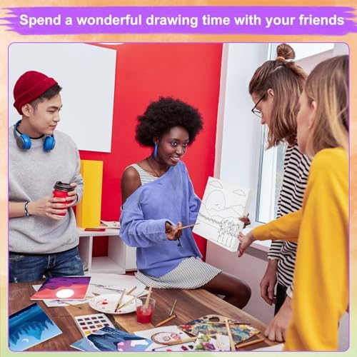 Teling 12 Pcs Pre Drawn Stretched Canvas, Pre Printed Painting, Mountain - Image 5