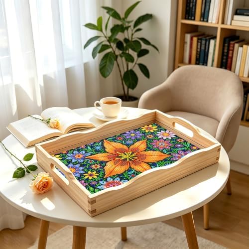 Flower Diamond Art Tray with Handles Arts and Crafts Home Decor 7.8×11.8 in - Image 7