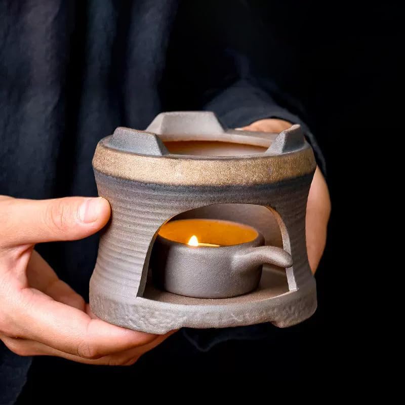 Ceramic Aromatherapy Burner — Candle Warmer for Herb, Natural Oil Fragrance Diffuser & Teapot Warmer, for Home Fragrance, Meditation, and Relaxation (E4-Japanese Mysterious Texture Stove) by Unknown