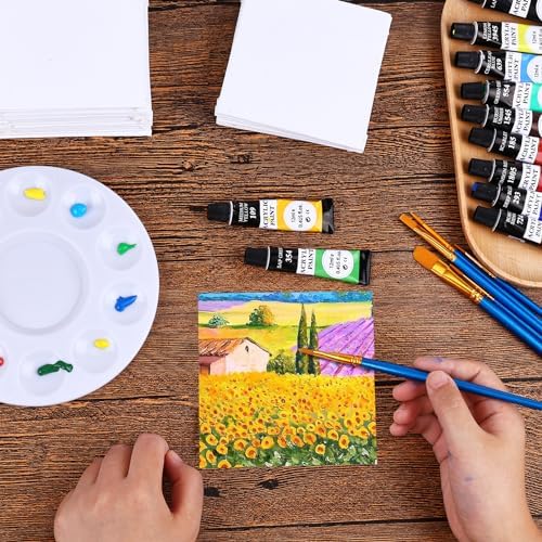 ESRICH Small Canvases for Painting 6x6 inch, 12 Pack Canvas Boards Cotton Painting Canvas Primed Acid Free Mini Blank Canvas Panels for Oil Paint,Watercolor,Acrylic Paint,Gouache&Tempera., White - Image 6