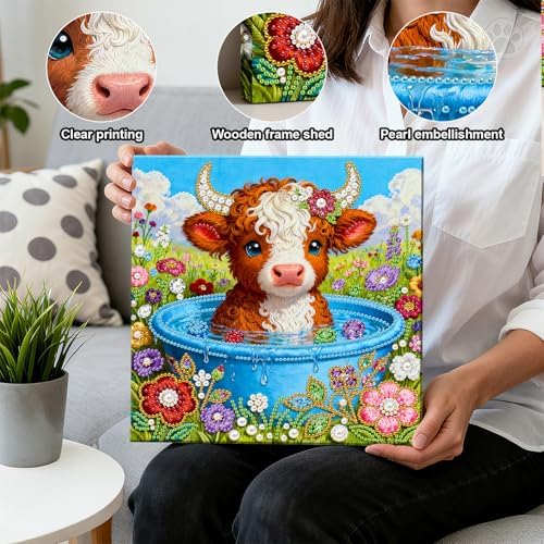 ARTopet DIY Pearl Painting Kit with Frame Gemstone Pearl Diamond Dots Beads Canvas Art Craft for Adult Beginners Display for Tabletop and Wall Mounting Home Decor-Calf - Image 5