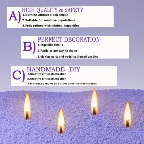 Natural Pearled Sand Candle,1.1LB Purple Sand Wax with 20 Wicks – Lavender Scented Candle, Relaxing Aromatherapy, Stress Relief, Long-Lasting Burn for Birthdays Christmas Anniversaries Home Decor - Image 3