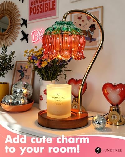 Funistree Flower Candle Warmer Lamp with Timer, Dimmable Candle Lamp Warmer, Christmas Birthday Gifts for Women Mom Her, Housewarming Home Decor, Lotus Wax Warmer for Yankee Candles - Strawberry - Image 5