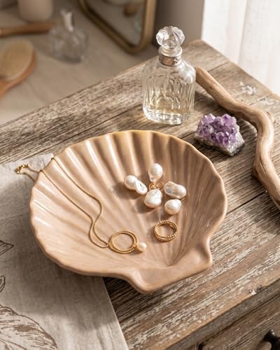 MUMREUES Ceramic Jewelry Tray Small Shell Trinket Dish Gifts for Mom - Image 2