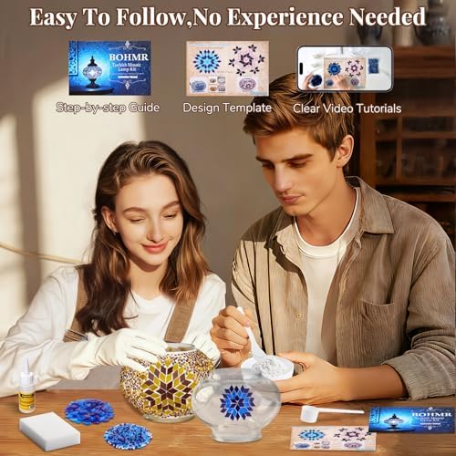 DIY Turkish Mosaic Lamp Kit for Adults & Teens, 5.2" Shade, Amber - Image 2