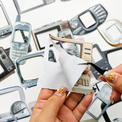 100 Pcs Y2K Retro Tech Stickers with DIY Blank Screens - Vintage Electronics Decals for Scrapbooking, Bullet Journaling, Laptops & Phone Cases - Image 5