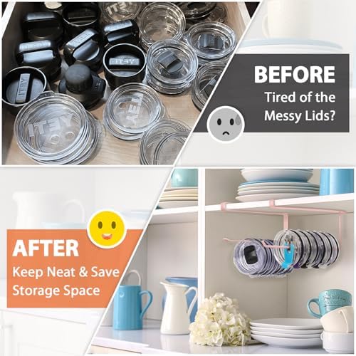 2 Pack Tumbler Lid Organizer, Versatile Storage Holds 20 Lids, Round&Flat - Image 6
