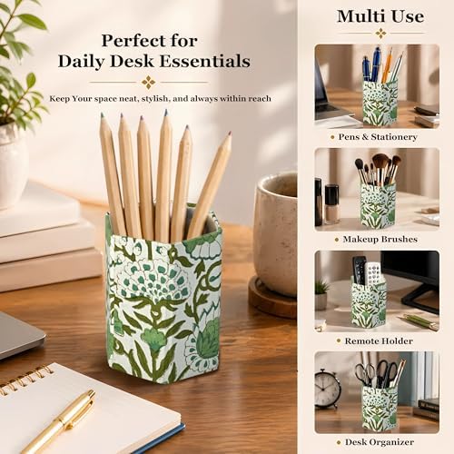 CPC Agate Green Block Print Cotton Pen Holder Set of 2 - Image 3