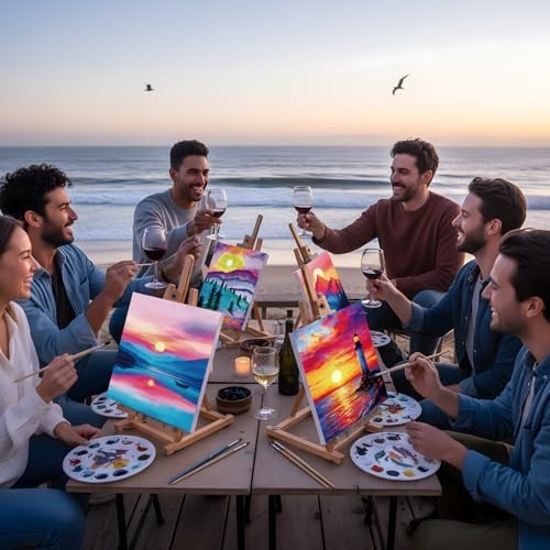 Sherr 36 Pcs Pre Drawn Canvas Painting Kits for Adults Cute Printed to Paint Set 8" x 10" Stretched Panels Sunset Landscape Theme Painting for DIY Art Sunmmer Date Night Party Favor - Image 5