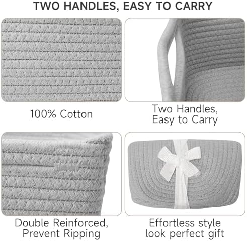 3 Pack Small Storage Baskets for Organizing, 11.8×7.8×5.1", Grey - Image 5