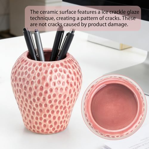 Strawberry Ceramic Pen Holder & Paper Clip Tray Set of 2 - Image 3