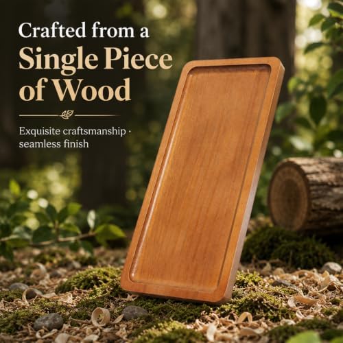 cobee Small Acacia Wooden Tray, 11.5'' Bathroom Vanity Tray for Counter - Image 3