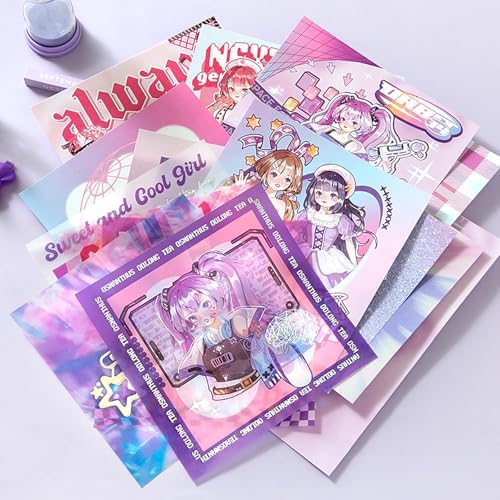 Auguro Scrapbook kit for Girls A6 Grid Kawaii notebooks Stationery Junk Journal Kit Scrapbooking Supplies kit Craft DIY Gift for Adult Teen Girl Cute Bullet Journal - Image 5