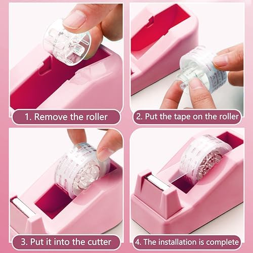 Pink Office Supplies, Pink Desk Accessories, Stapler, Staple Remover, Tape Holder, Pen Holder, Ballpoint Pen, Scissor, Binder Clips, 1000pcs Staples, Phone Holder, Ruler, Transparent Glue and Notes - Image 4