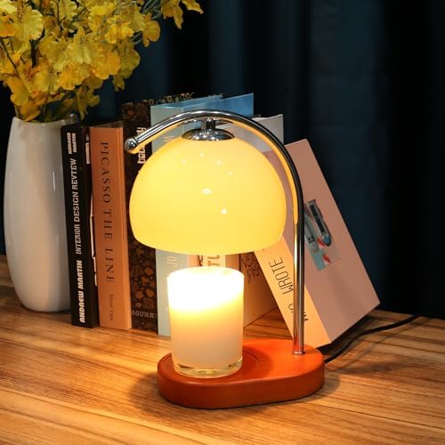 FCTWAKS Mid Century Milk Glass Candle Warmer Lamp with Timer & Dimmer, Mothers Day Birthday Gifts for Women Mom, House Warming Gifts New Home, Wax Warmer Lamp for Bedroom Decor with 2 Bulbs by FCTWAKS
