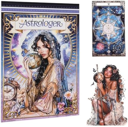 Astrology Sticker Book for Journaling, Pre-Cut Gorgeous Scrapbook Sticker for Adults Women, Transparent PET Washi Paper Materials for Collage Art, Card Making, Junk Journal by Dizdkizd