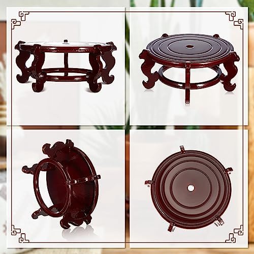 Geetery 2 Pcs 4–12 in Oriental Wooden Plant Stand Indoor Vase Stand, 10 in - Image 3