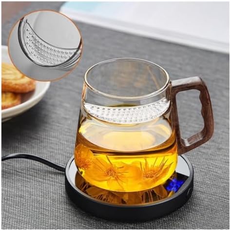 Glass Cup, Clear Borosilicate Glass Cup with Wood Handle, 18oz(Clear) - Image 5