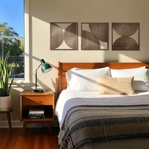 Yerliker 3 Pcs Modern Wall Decor, Mid Century, 11.8 x 11.8 x 0.2 Inch - Image 4