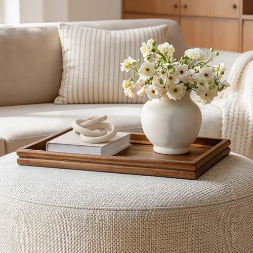 HILLSPRING Acacia Wood Ottoman Tray with Raised Edges, 17" x 13" - Image 2
