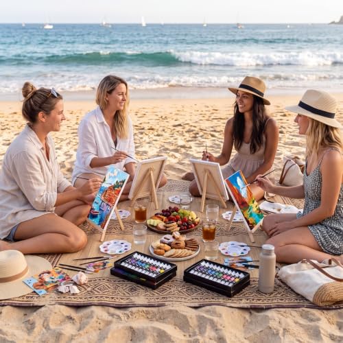 Cholemy 148 Pcs 24 Set Pre Drawn Canvas Paint Kit Adults, Seaside - Image 5