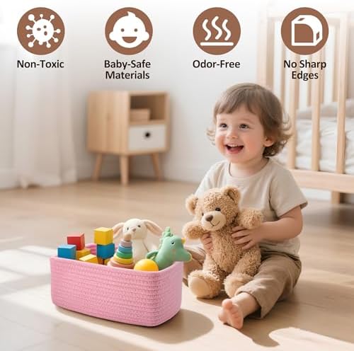 5-Pack Small Woven Rope Storage Baskets, 2 Sizes Organizer Bins - Image 4