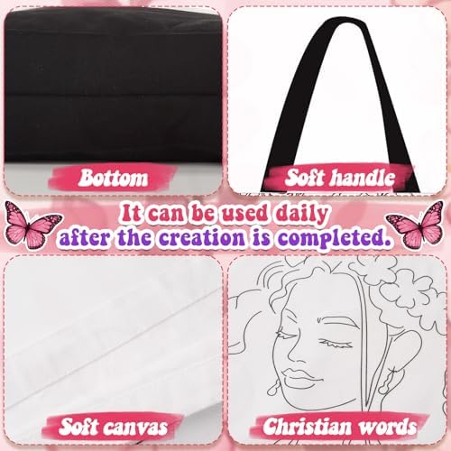 Geetery 30 Pcs Paint and Sip Canvas Bags Pre Drawn Kit, Afro Queen - Image 5