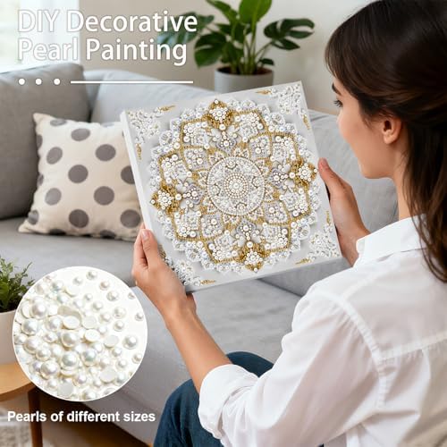 Pearl Art Kits Painting for Adults, DIY Mindfulness Therapy with Framed Canvas and Tools, Beginner Wall Decor-Mandala01 - Image 2
