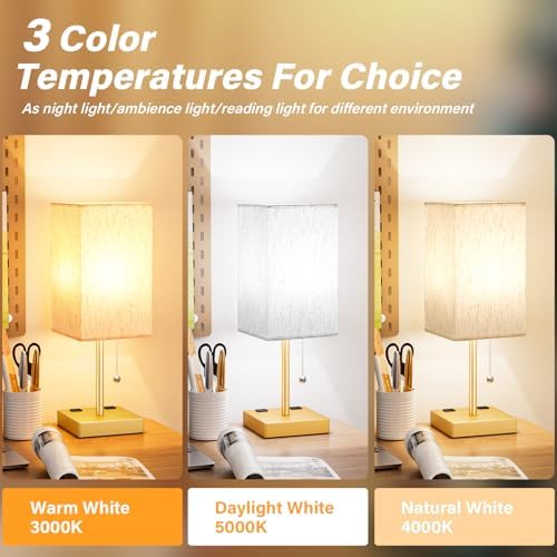 Gold Bedside Lamp for Bedroom - 3 Color Temperatures, USB A+C, 2 AC Outlets - Image 2
