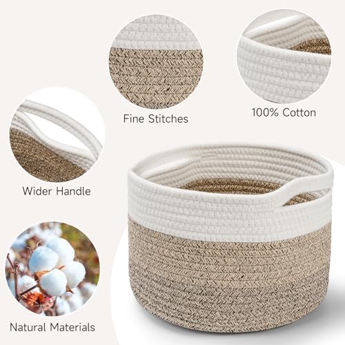 3 Pack Small Rope Storage Baskets, 9.82×9.82×7.1", Mixed Brown - Image 3