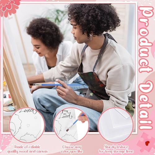 Sherr 140 Pcs 20 Set Pre Drawn Canvas Painting Kit, Mother's Day - Image 3