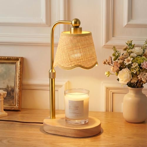 Candle Warmer Lamp with Timer, Modern Golden Candle Warmer for jar Candles, Electric Wax Warmer, Includes 2 Bulbs, Birthday Gift for Women, Mom, Housewarming - Hand Knitted by Bingyouth