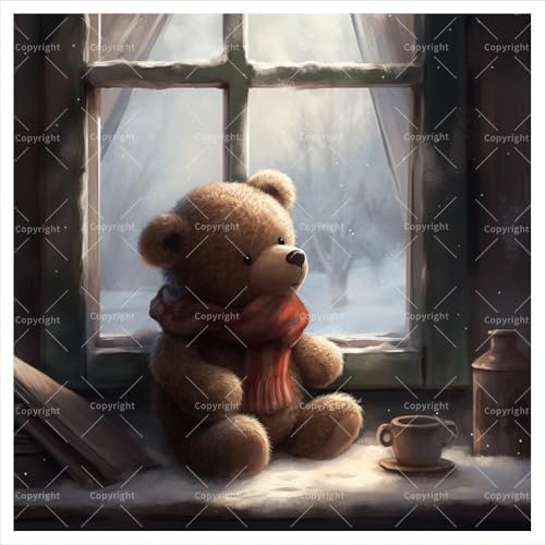 TAOPAOLAB Winter Teddy Bear Digital Painting Kit for Adults - DIY Bear Oil Painting on Canvas 7.87x7.87in, Framed Acrylic Paint Kit, Good for Beginners, Home Decor or Gift Artwork by Unknown