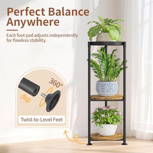 LASZOLA Plant Stand Tall Flower Holder for Indoor Corner, 3 Tier Black - Image 5