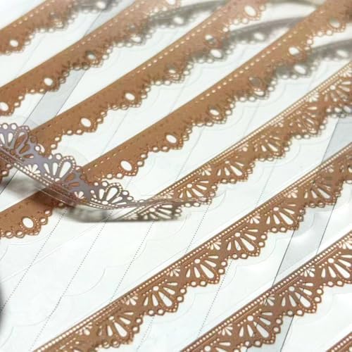 160 Pcs Transparent Lace Stickers for Scrapbooking Photo Album Card Making Journals Wedding Invitations Craft Project Decoration, White and Light Coffee Color PET Material, 40 Patterns - Image 2