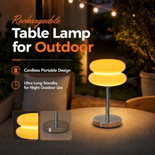 Senzoy Double-Layer Tart Night Light, Glass Mushroom Table Lamp, Yellow - Image 6